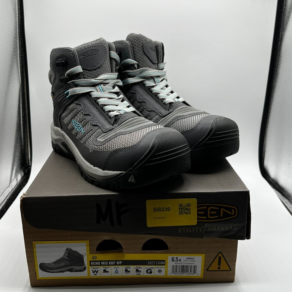 KEEN Utility Reno Mid KBF WP Soft Toe‎ Magnet/Ipanema Shoes Women's 6.5 M EUC